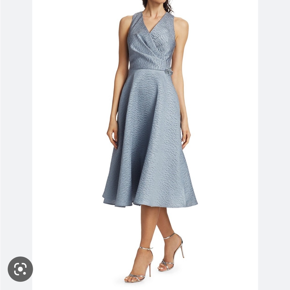 Rickie Freeman Teri Jon sleeveless wrap v neck full skirt A line cocktai…